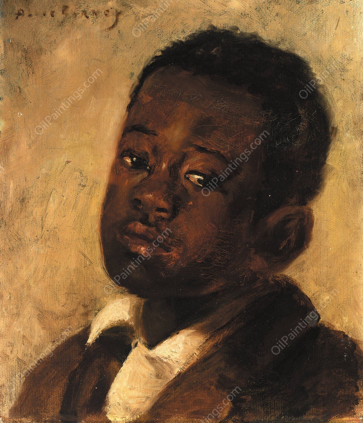 Head of a Negro Boy by Alice Pike Barney - Hand-Painted Oil Painting Reproduction
