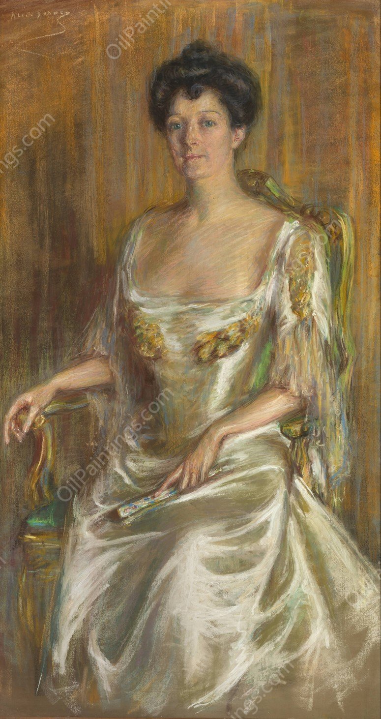 Lady with Fan by Alice Pike Barney - Hand-Painted Oil Painting Reproduction