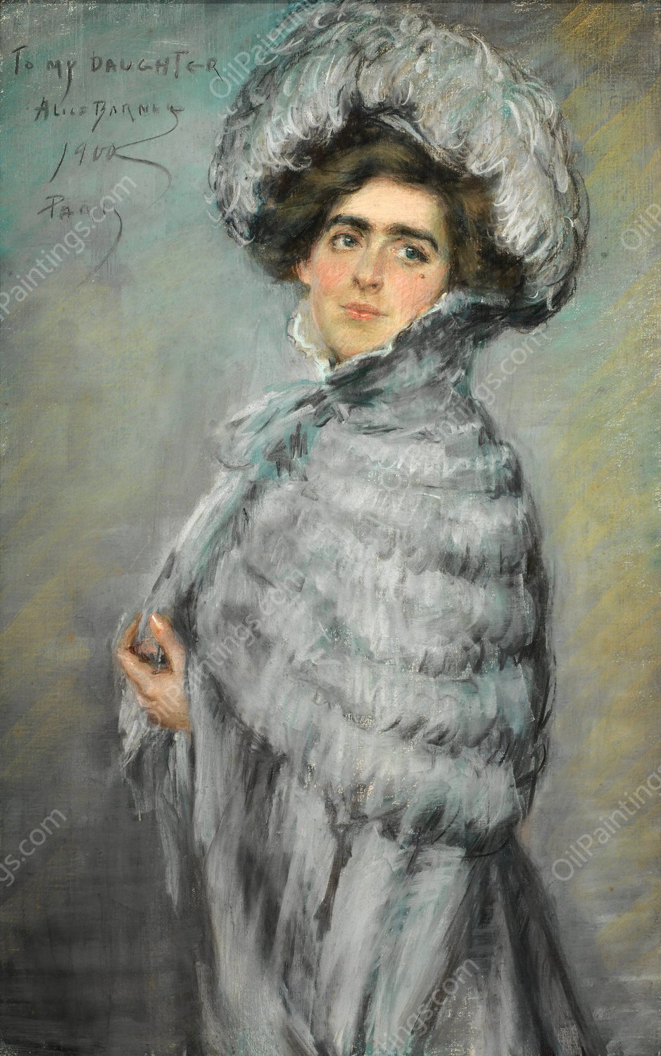 Laura Alice in Grey  by Alice Pike Barney - Hand-Painted Oil Painting Reproduction
