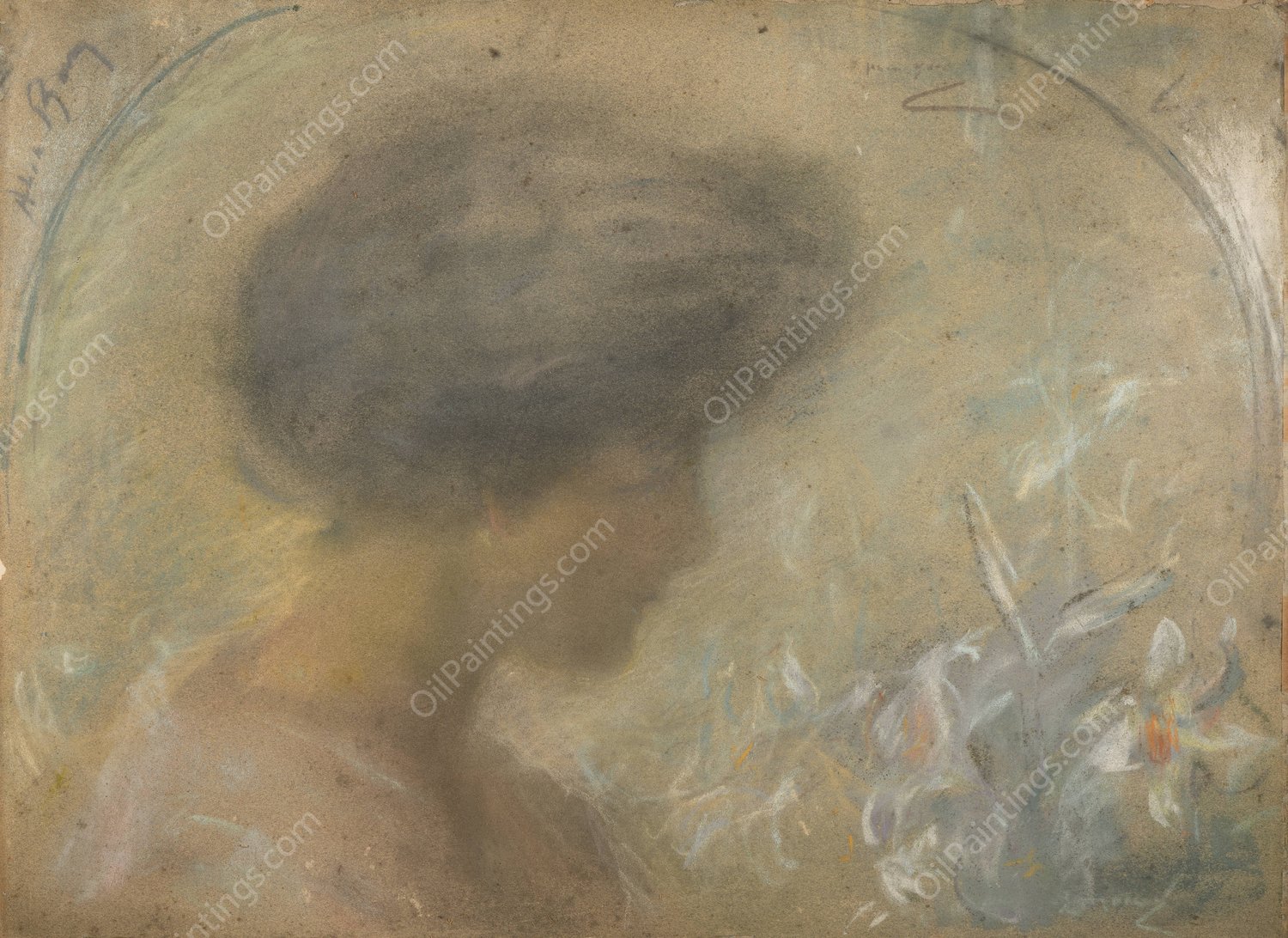 Lilies by Alice Pike Barney - Hand-Painted Oil Painting Reproduction