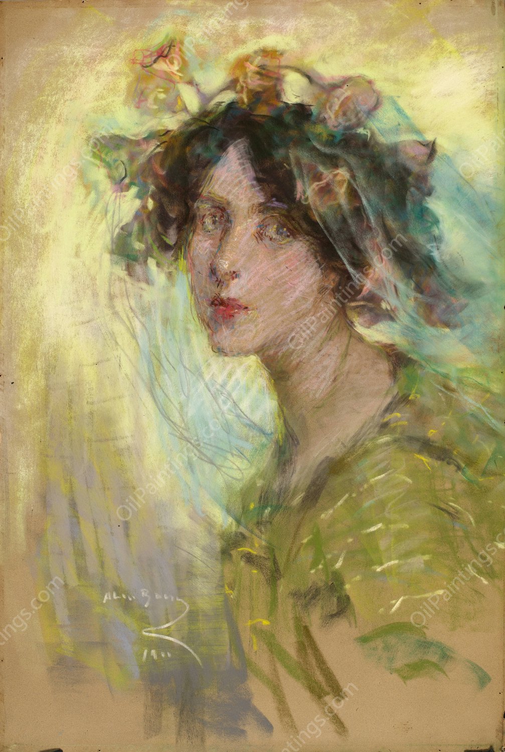 Morning Glories  by Alice Pike Barney - Hand-Painted Oil Painting Reproduction