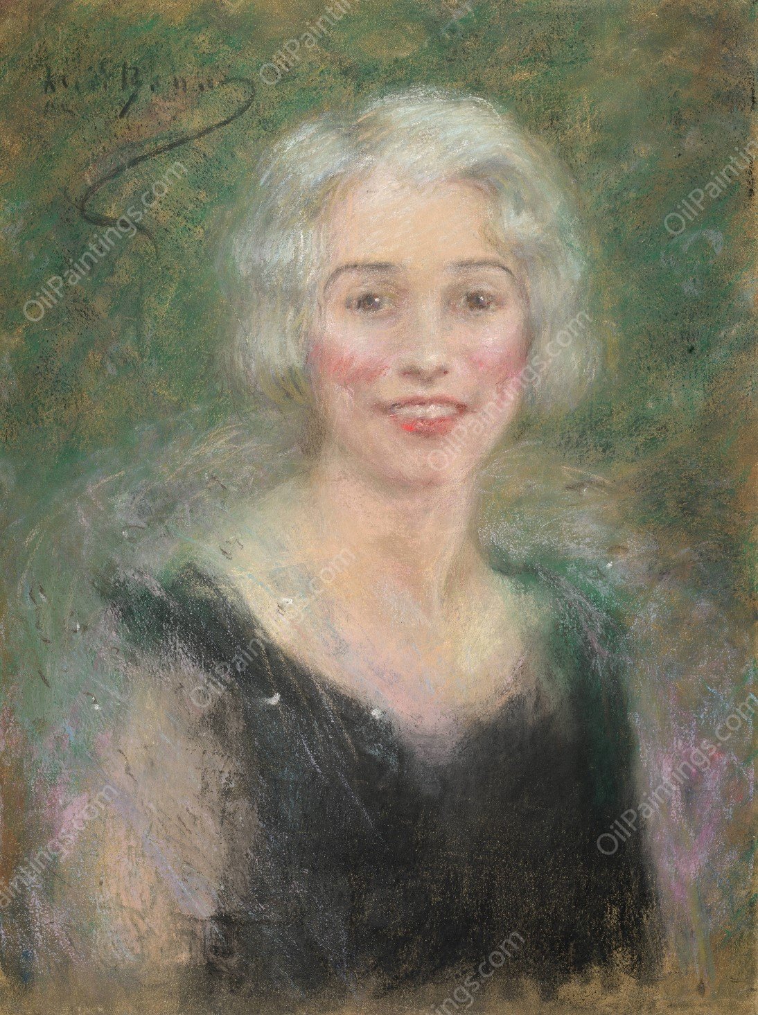 Mrs. Leslie Carter  by Alice Pike Barney - Hand-Painted Oil Painting Reproduction