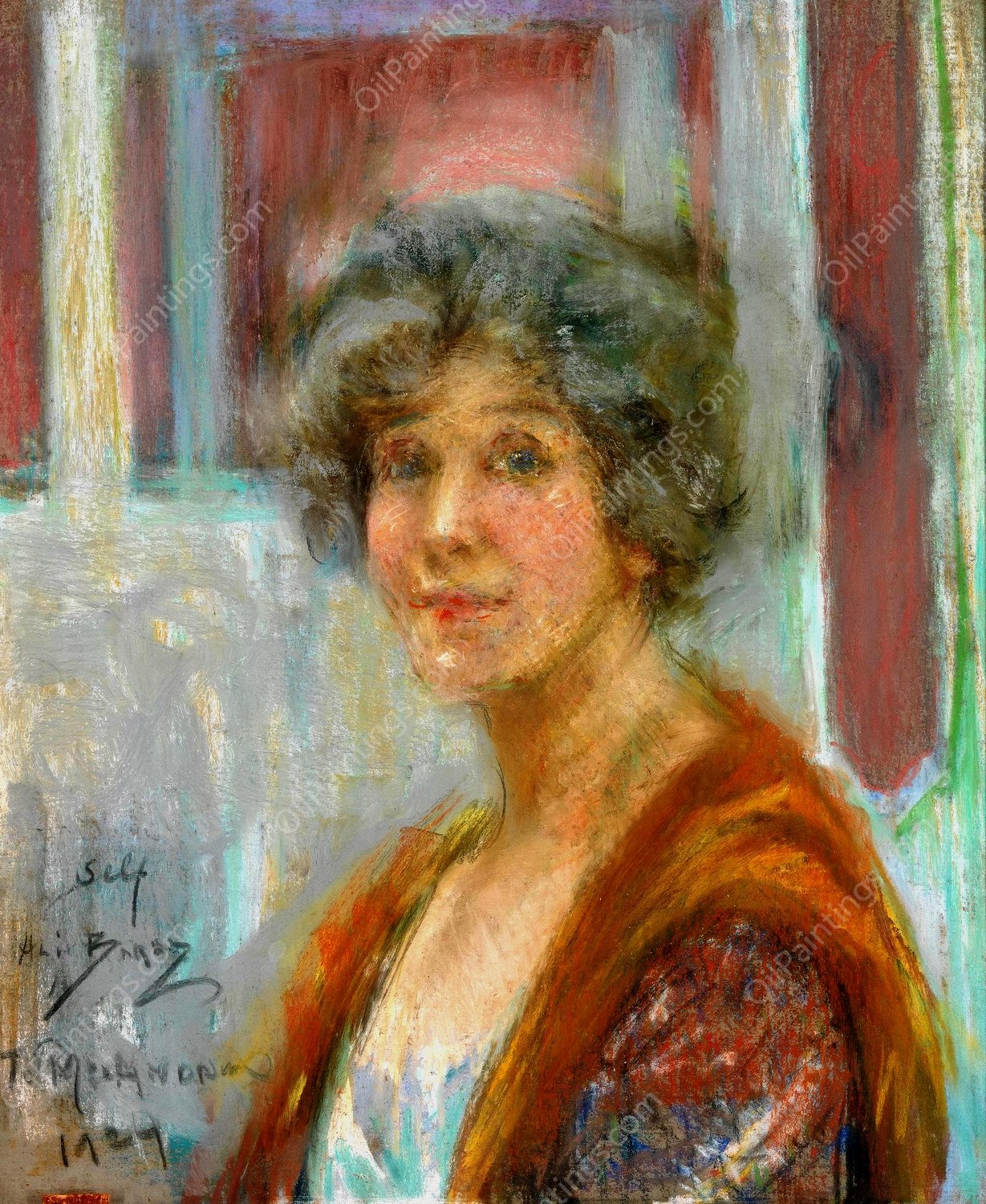 Self Portrait in 1924 by Alice Pike Barney - Hand-Painted Oil Painting Reproduction