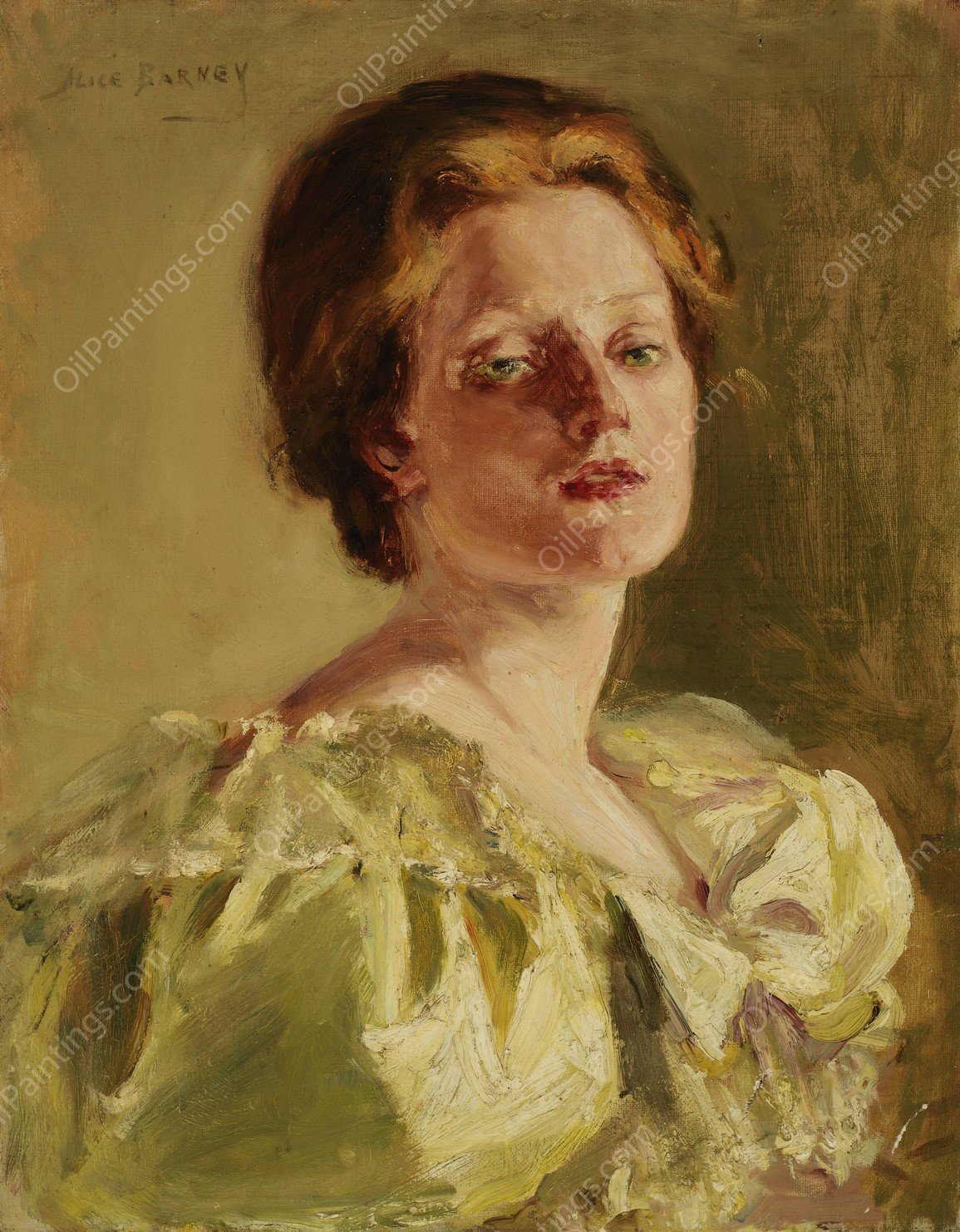 Study in Auburn  by Alice Pike Barney - Hand-Painted Oil Painting Reproduction