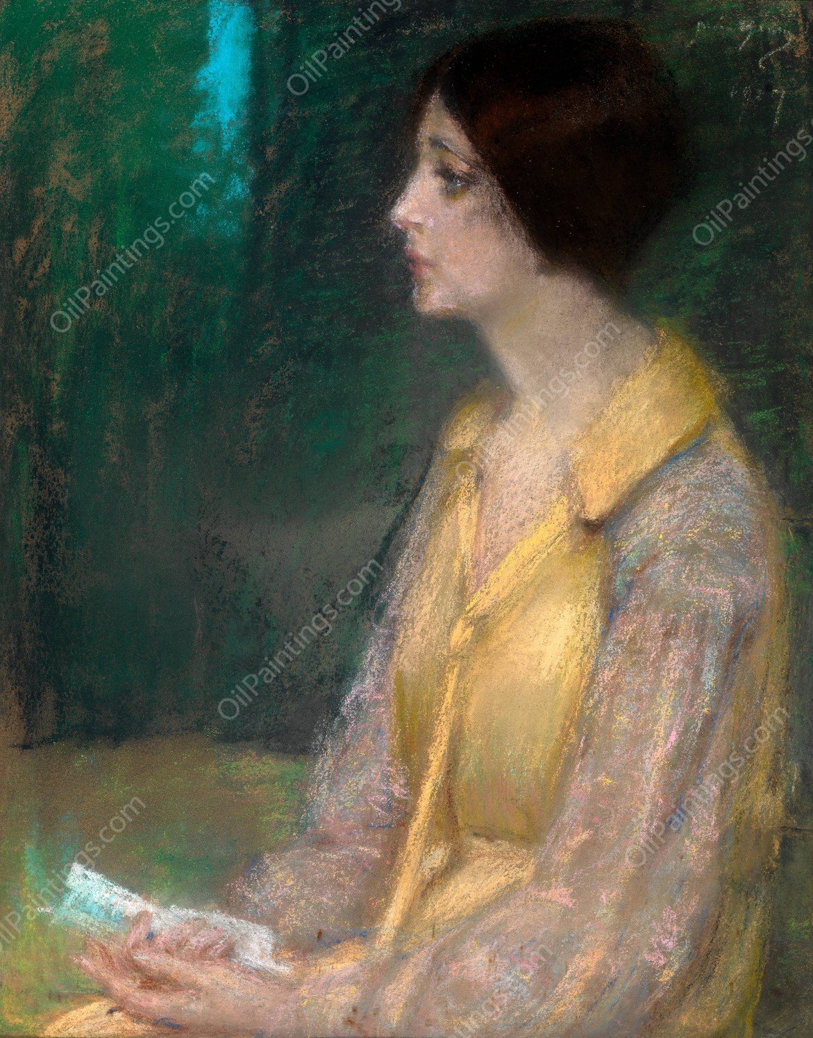The Letter  by Alice Pike Barney - Hand-Painted Oil Painting Reproduction