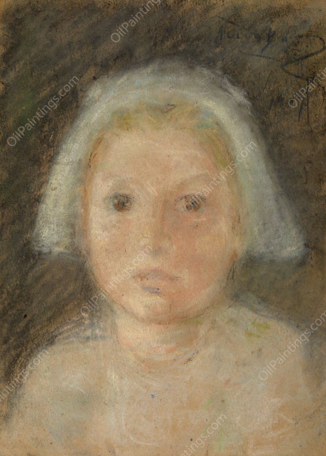 Tiny White Cap  by Alice Pike Barney - Hand-Painted Oil Painting Reproduction