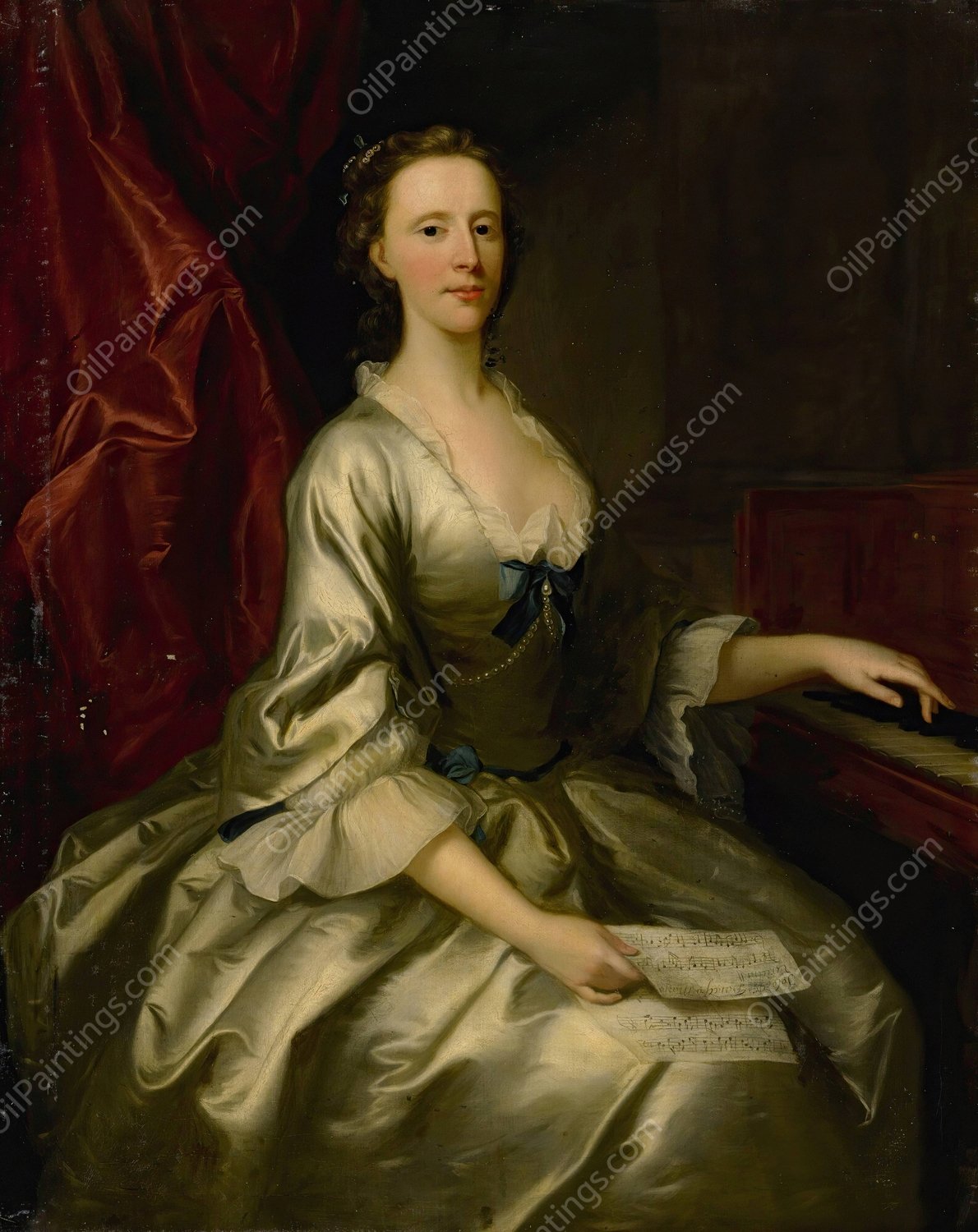 Portrait Of A Lady by Allan Ramsay - Hand-Painted Oil Painting Reproduction