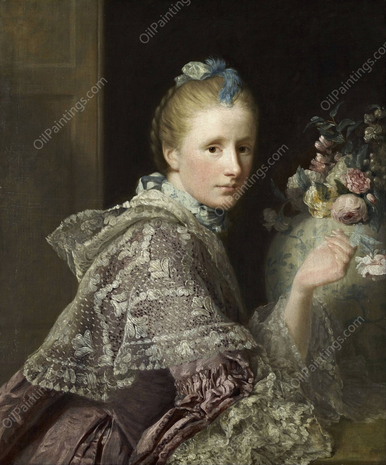 The Artist's Wife, Margaret Lindsay of Evelick  by Allan Ramsay - Hand-Painted Oil Painting Reproduction