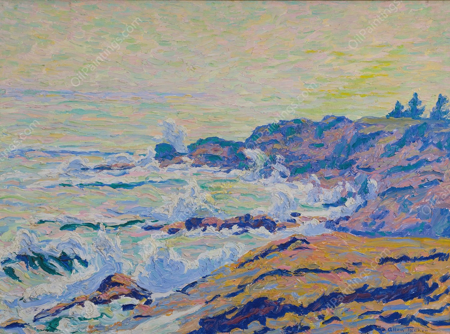 Along the Coast  by Allen Tucker - Hand-Painted Oil Painting Reproduction