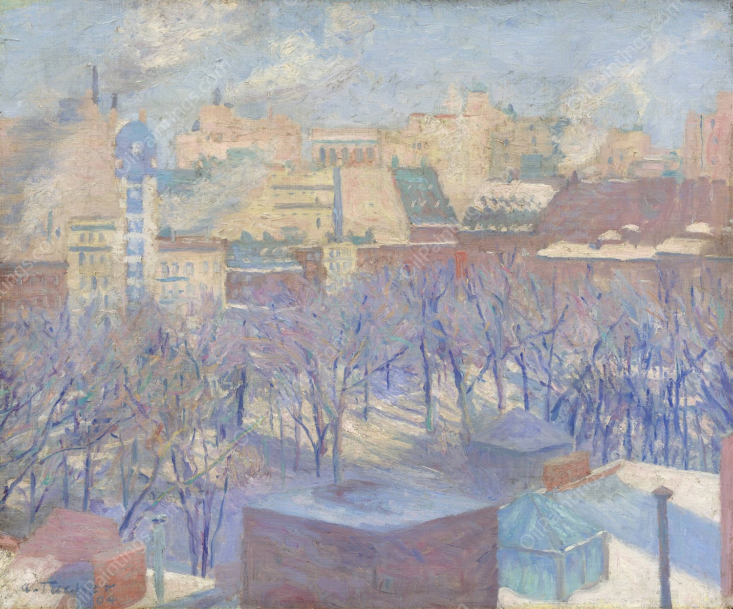 Madison Square,Snow  by Allen Tucker - Hand-Painted Oil Painting Reproduction