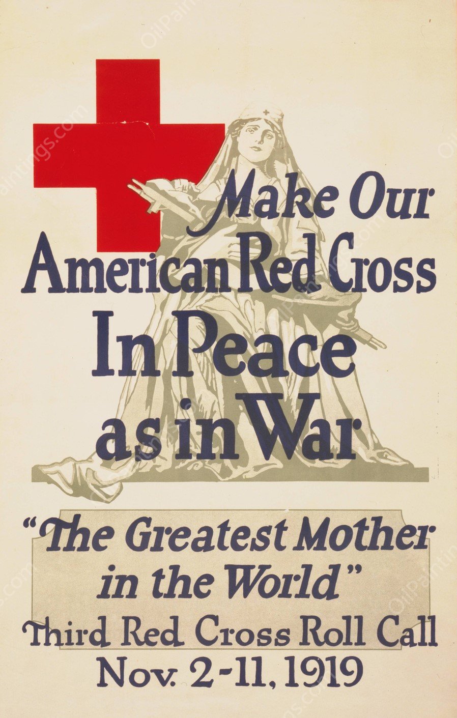 Make our American Red Cross in peace as in war, 'The greatest mother in the world' by Alonzo Earl Foringer - Hand-Painted Oil Painting Reproduction