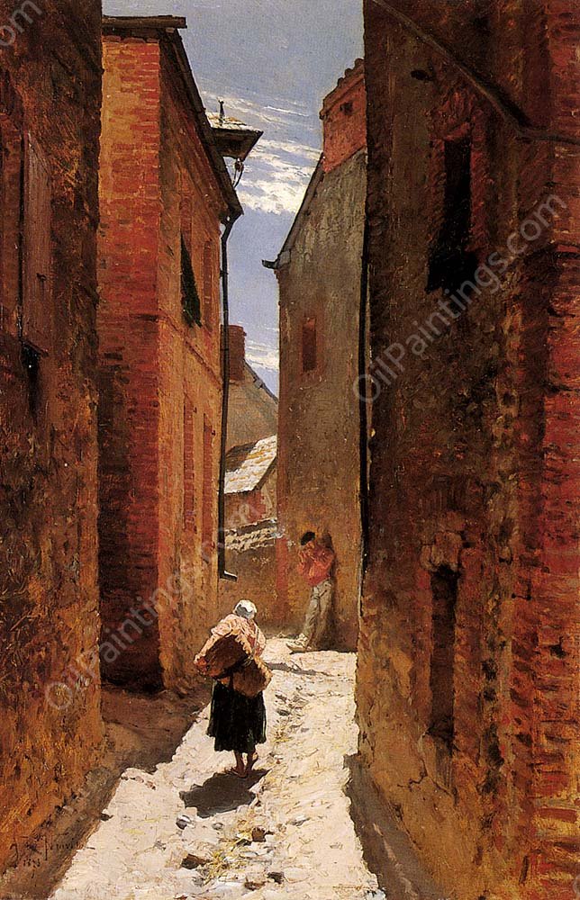 Street In The Old Town by Alphonse De Neuville - Hand-Painted Oil Painting Reproduction