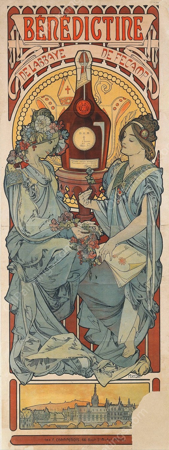 Benedictine  by Alphonse Mucha - Hand-Painted Oil Painting Reproduction