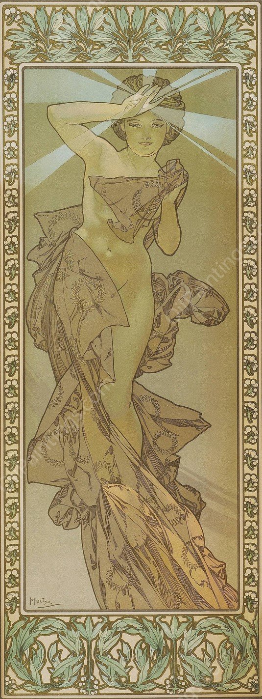 Etoile Du Soir by Alphonse Mucha - Hand-Painted Oil Painting Reproduction