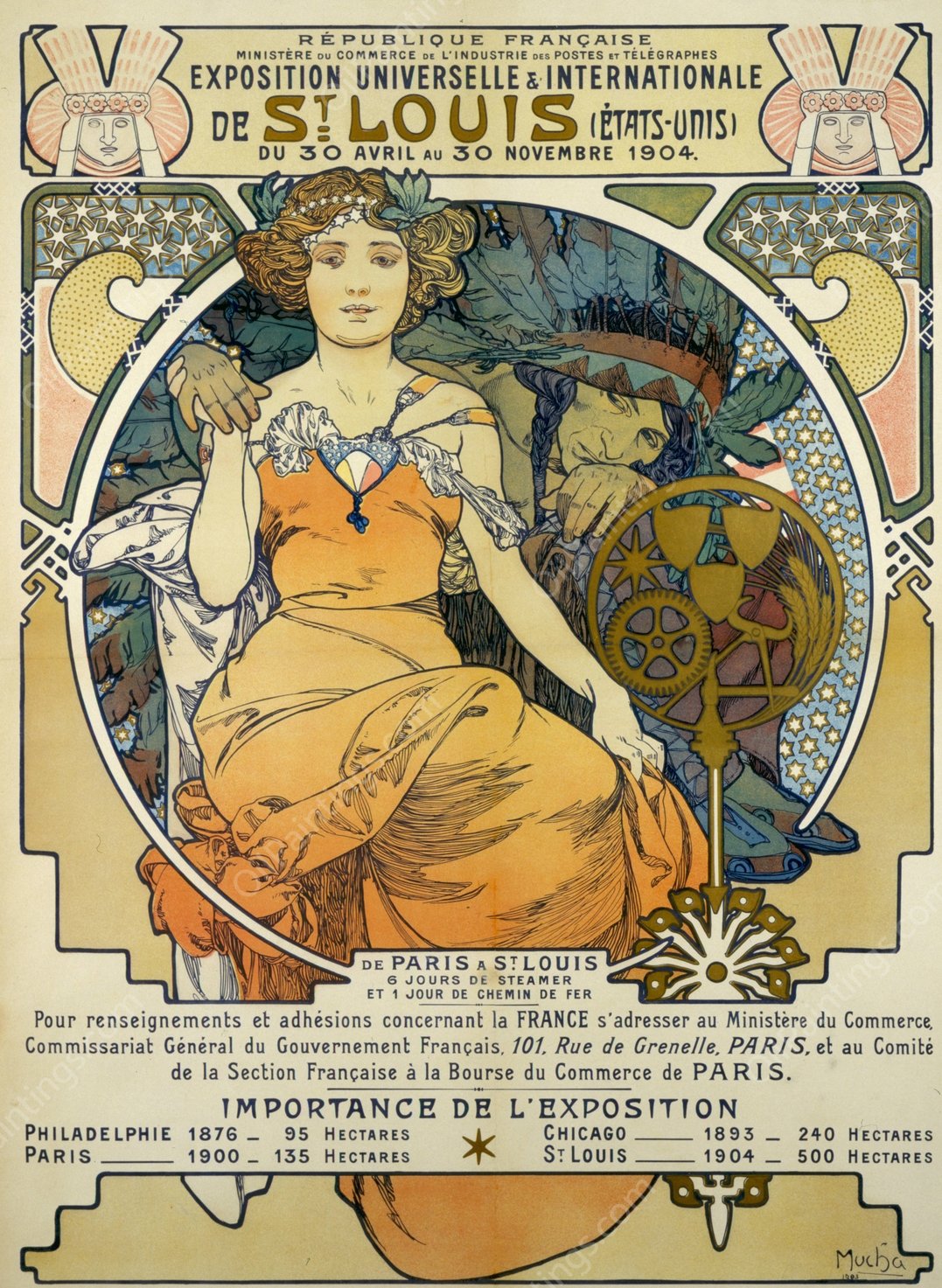 Exposition Universelles Et Internationale De St. Louis  by Alphonse Mucha - Hand-Painted Oil Painting Reproduction