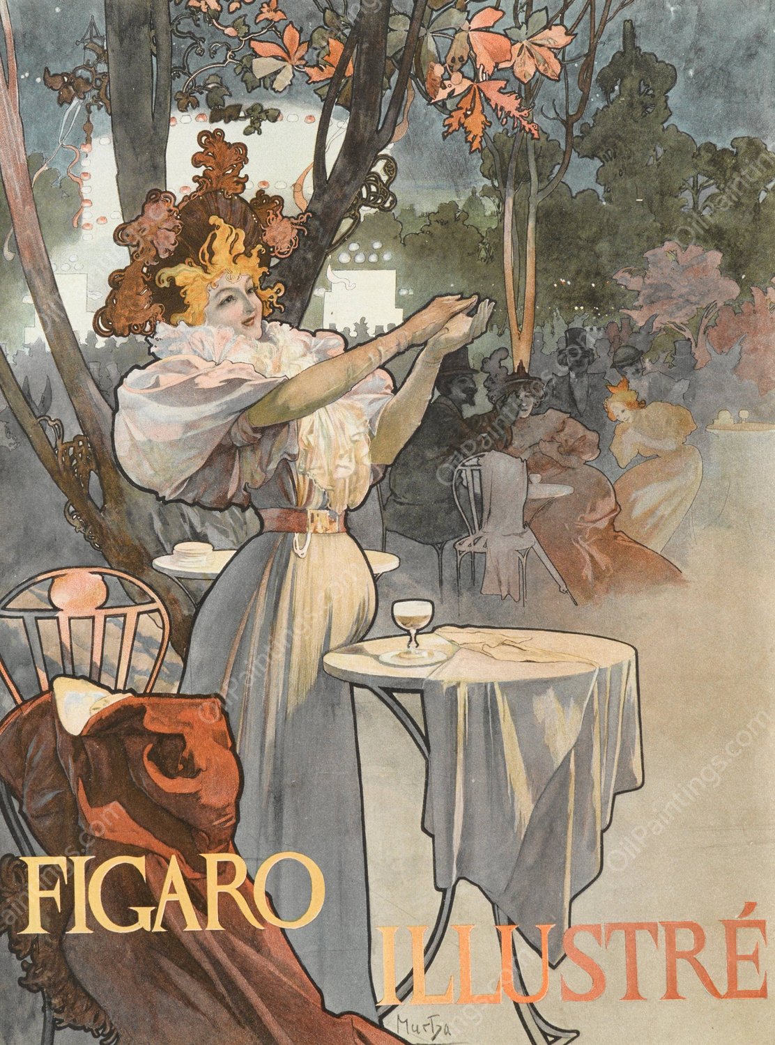Figaro by Alphonse Mucha - Hand-Painted Oil Painting Reproduction