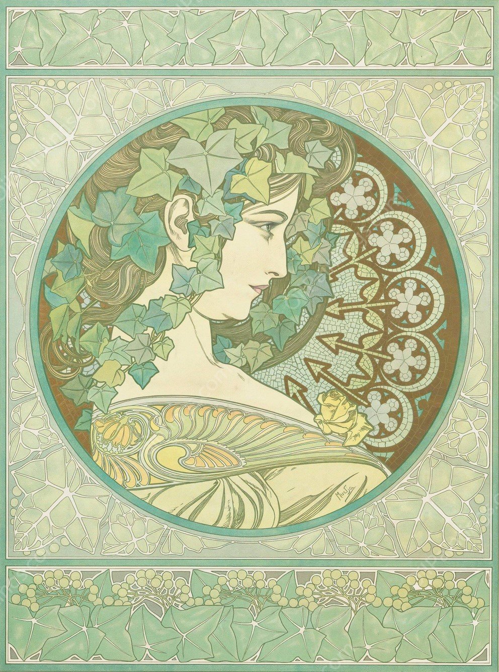 Ivy  by Alphonse Mucha - Hand-Painted Oil Painting Reproduction