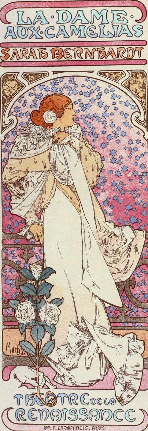 La Dame Aux Camelias  by Alphonse Mucha - Hand-Painted Oil Painting Reproduction