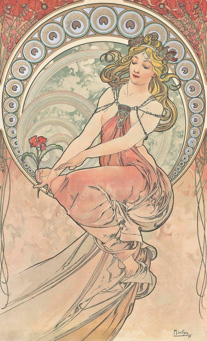 La Peinture  by Alphonse Mucha - Hand-Painted Oil Painting Reproduction