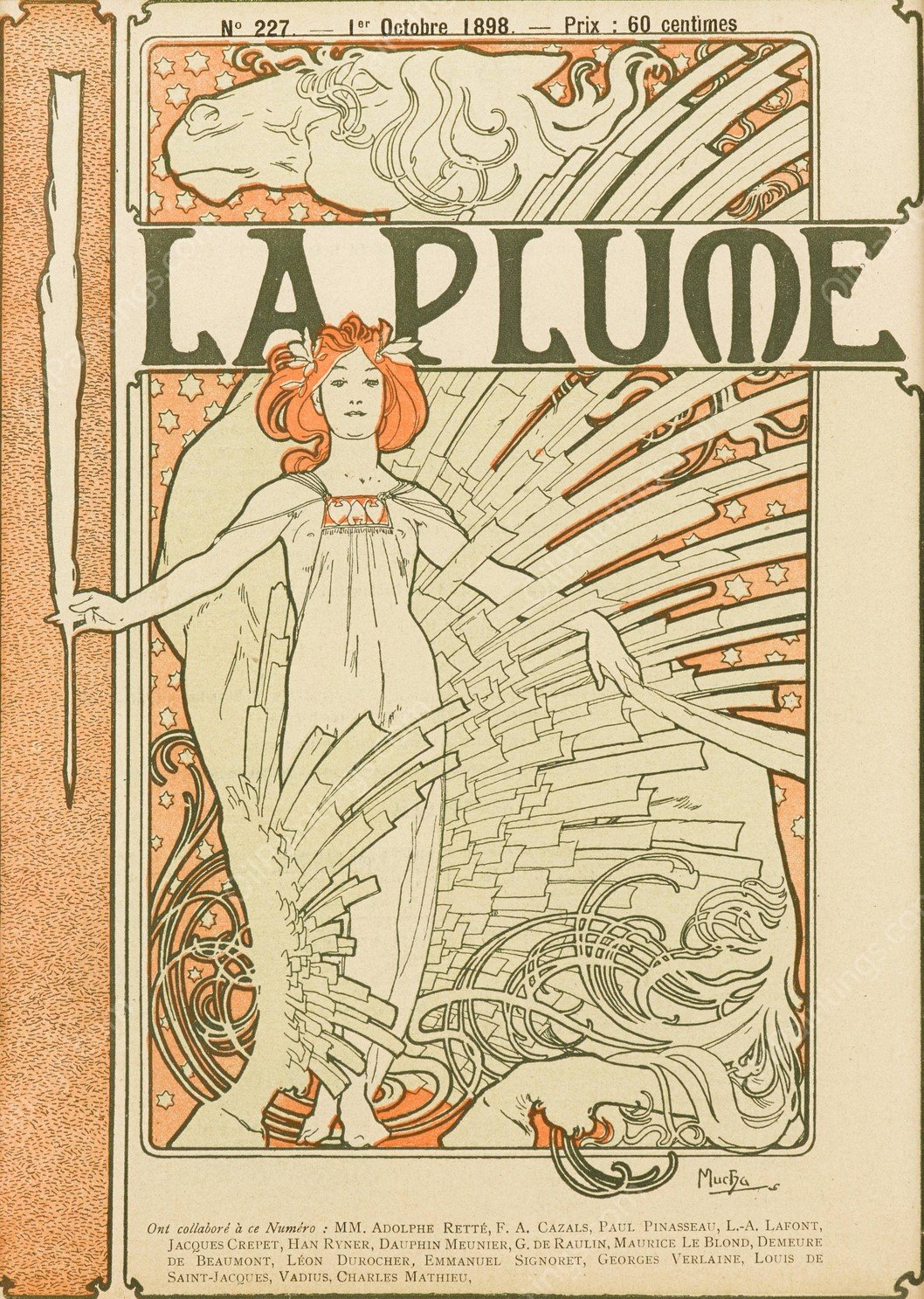 La Plume by Alphonse Mucha - Hand-Painted Oil Painting Reproduction