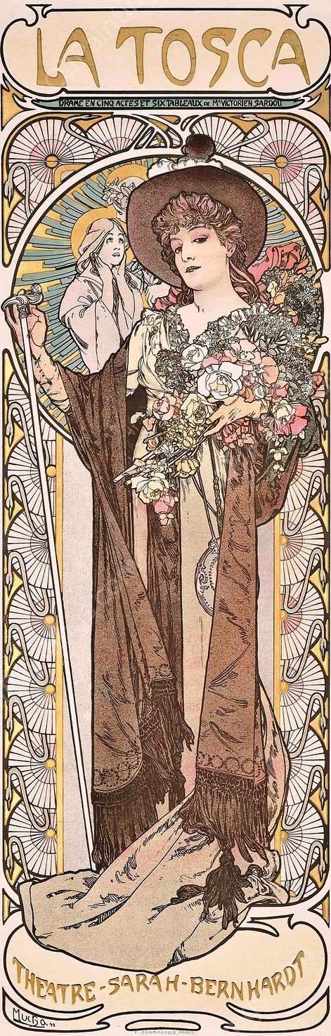 La Tosca  by Alphonse Mucha - Hand-Painted Oil Painting Reproduction