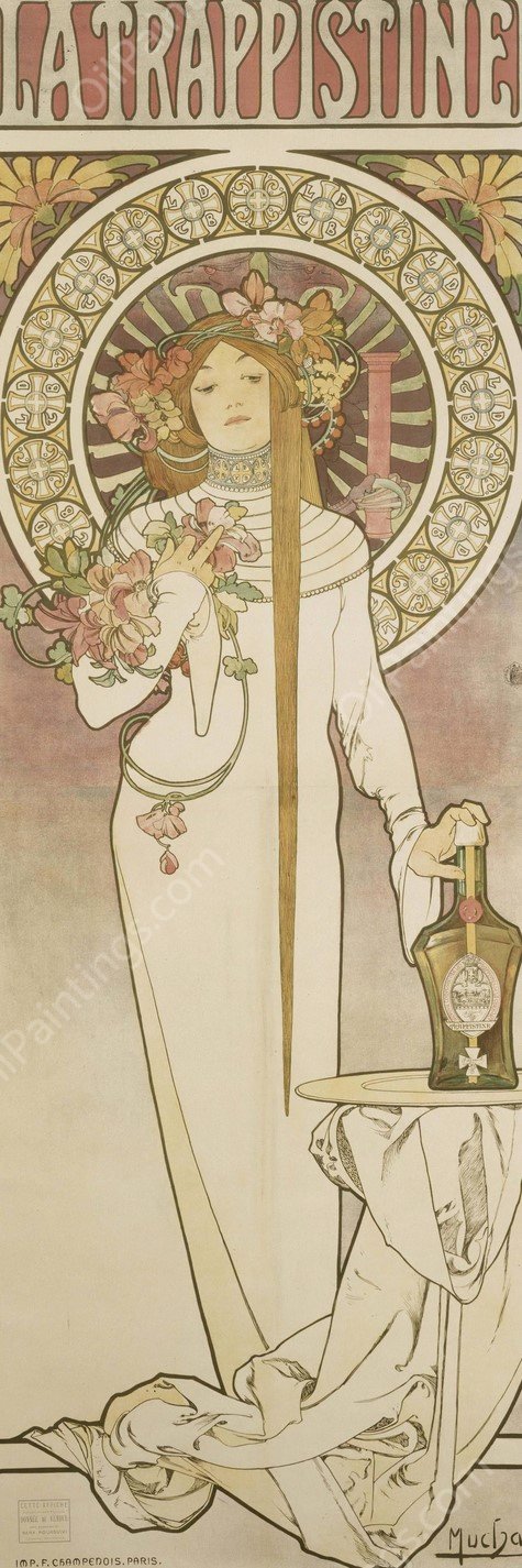 La Trappistine  by Alphonse Mucha - Hand-Painted Oil Painting Reproduction