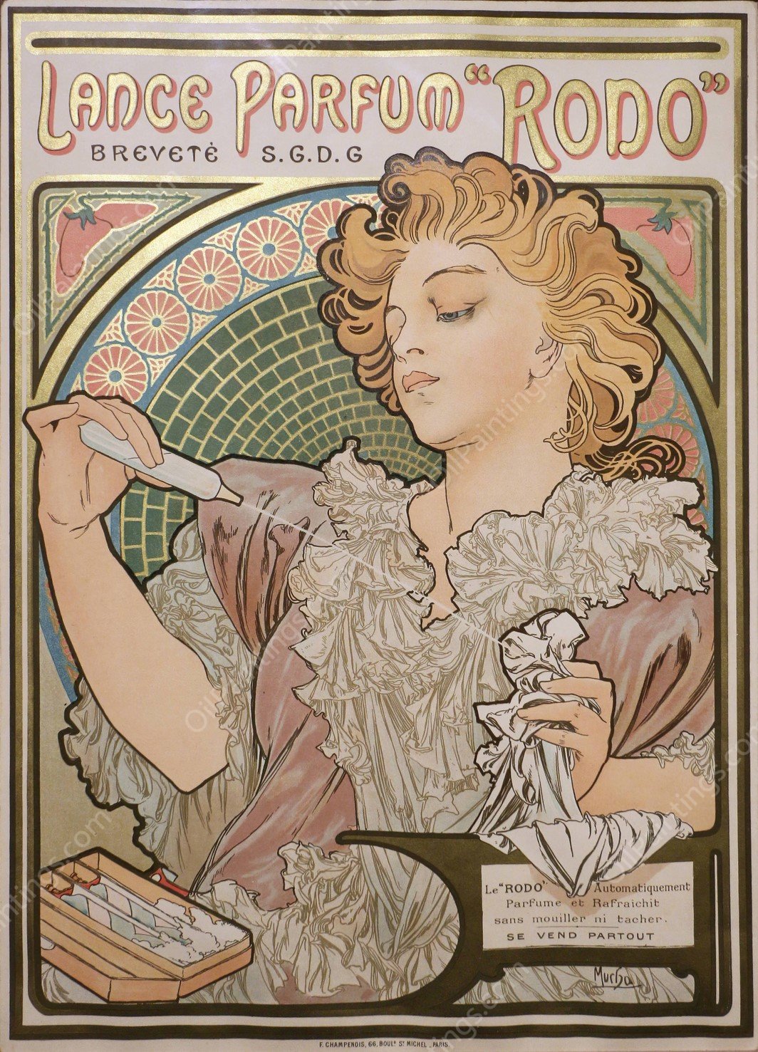 Lance Parfum Rodo  by Alphonse Mucha - Hand-Painted Oil Painting Reproduction