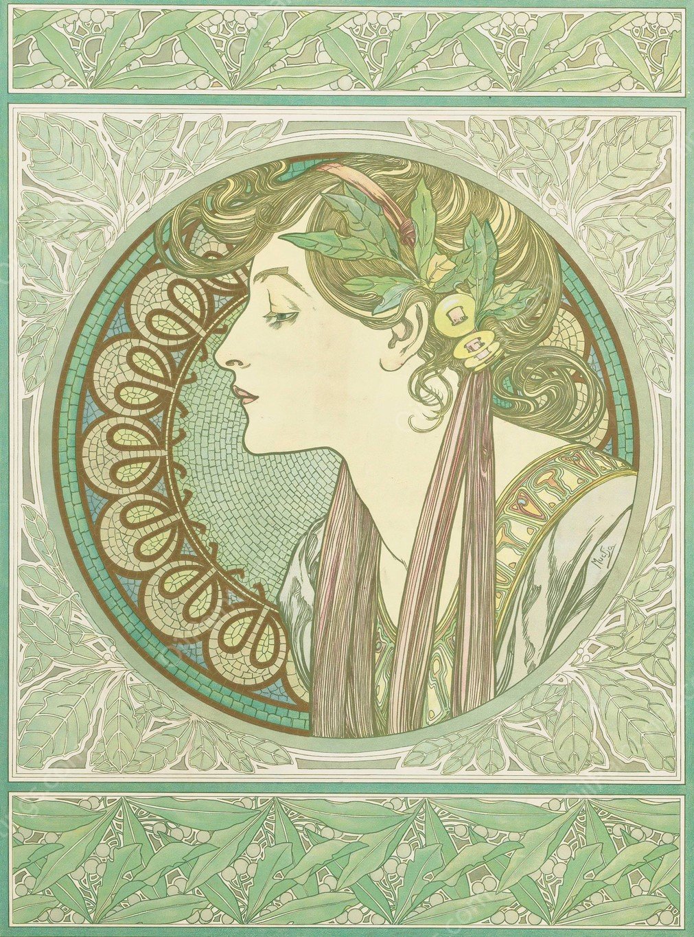 Laurel  by Alphonse Mucha - Hand-Painted Oil Painting Reproduction