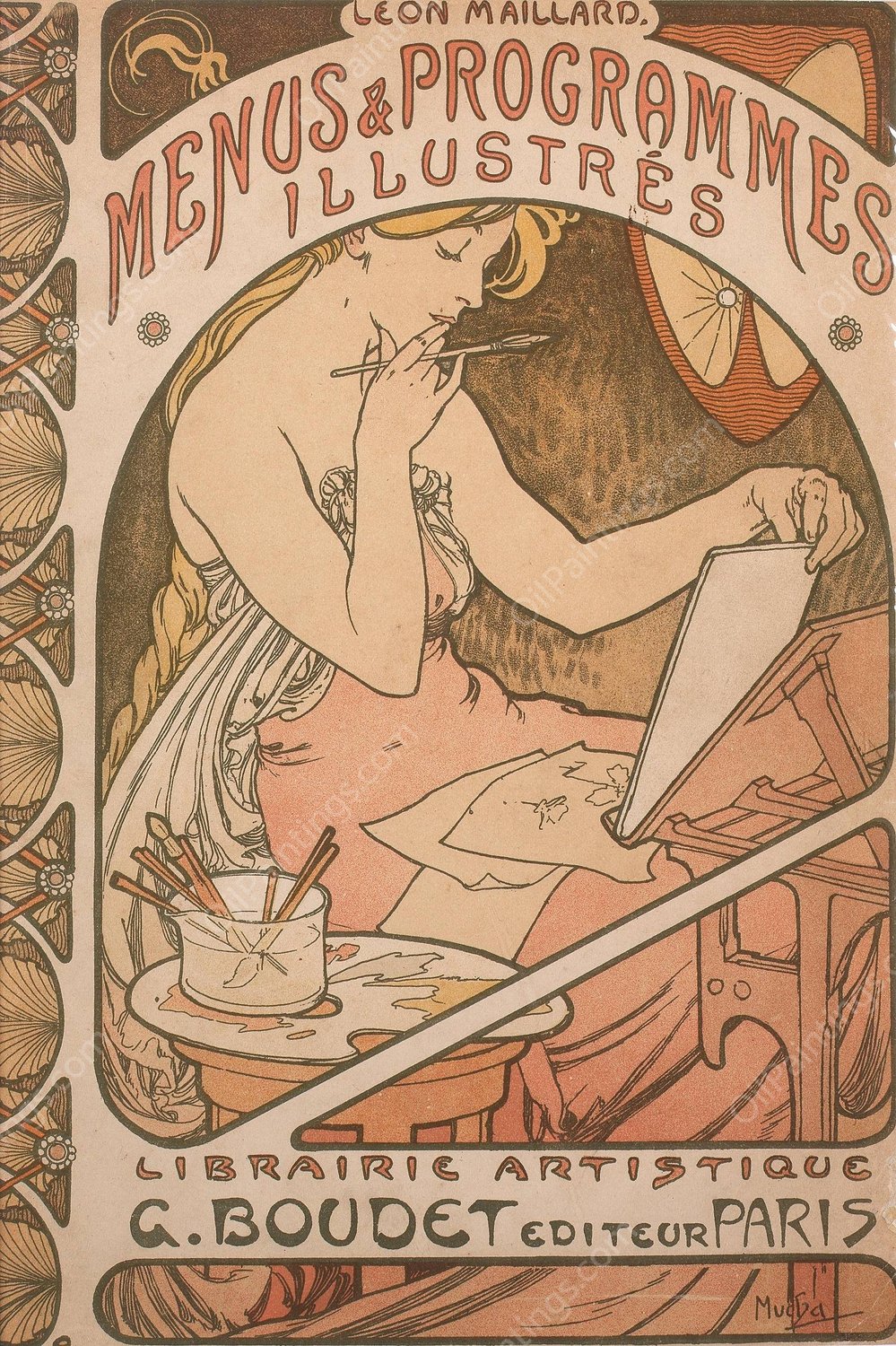 Les Menus and Programmes Illustres by Alphonse Mucha - Hand-Painted Oil Painting Reproduction