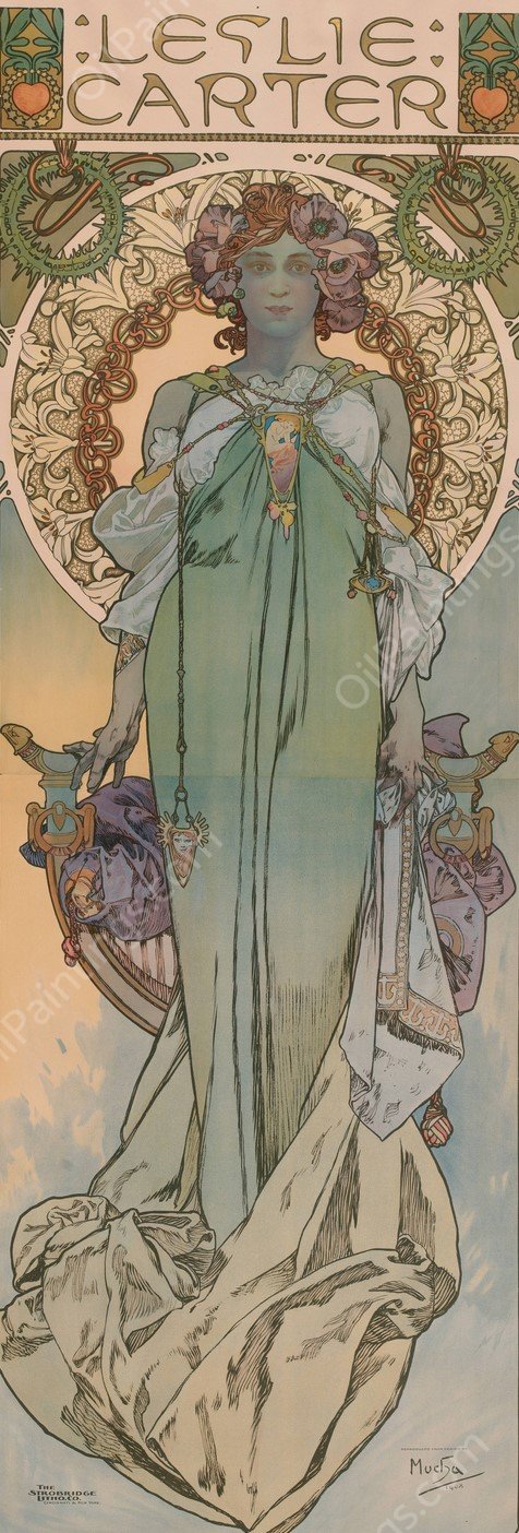 Leslie Carter  by Alphonse Mucha - Hand-Painted Oil Painting Reproduction