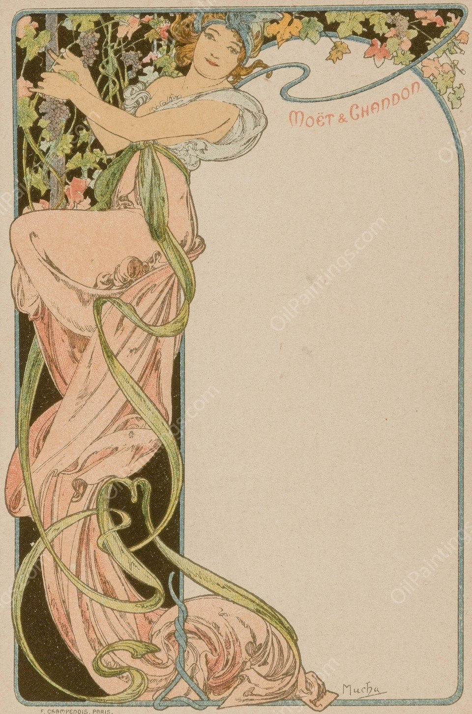 Menu Card  by Alphonse Mucha - Hand-Painted Oil Painting Reproduction