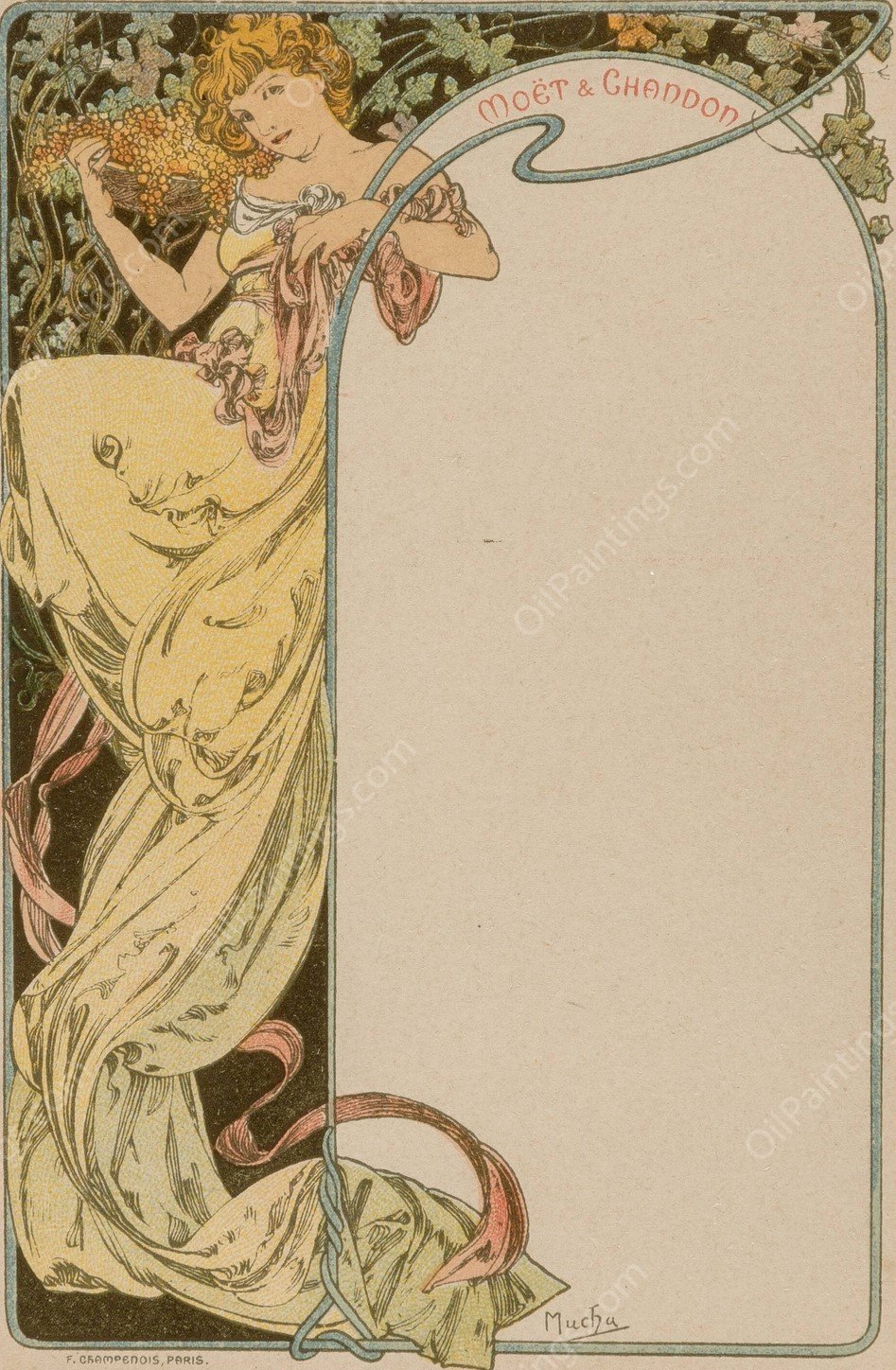 Menu Card  by Alphonse Mucha - Hand-Painted Oil Painting Reproduction
