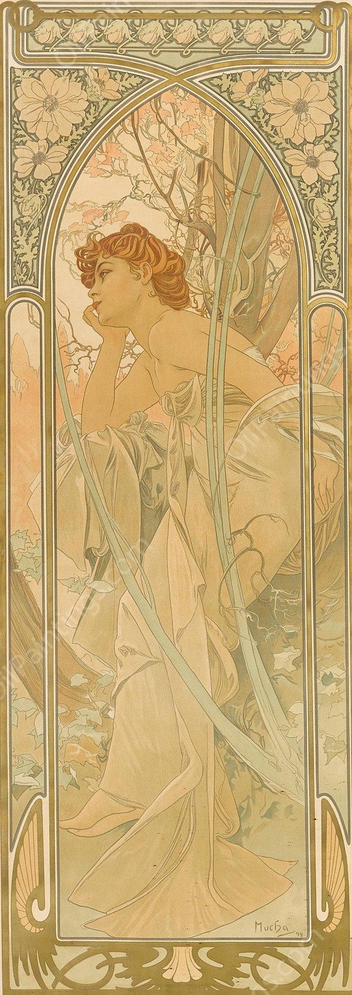 Reverie du soir  by Alphonse Mucha - Hand-Painted Oil Painting Reproduction
