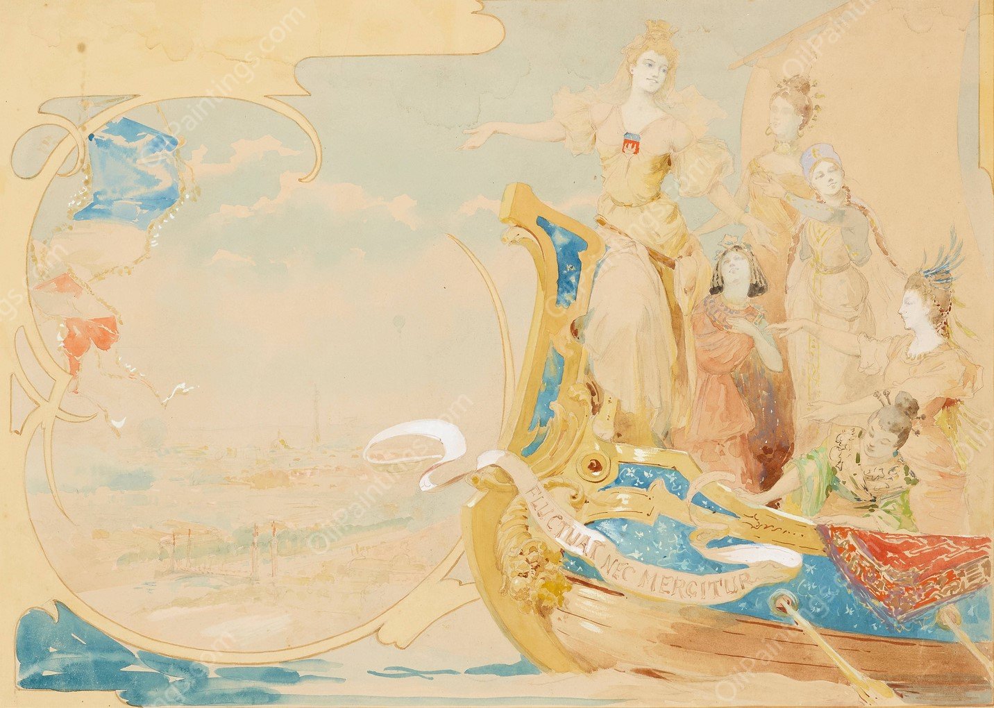 Study for a Mural  by Alphonse Mucha - Hand-Painted Oil Painting Reproduction