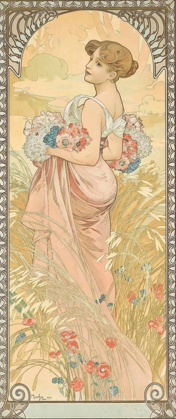 Summer  by Alphonse Mucha - Hand-Painted Oil Painting Reproduction