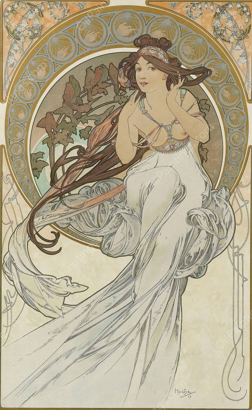 The Arts 1  by Alphonse Mucha - Hand-Painted Oil Painting Reproduction