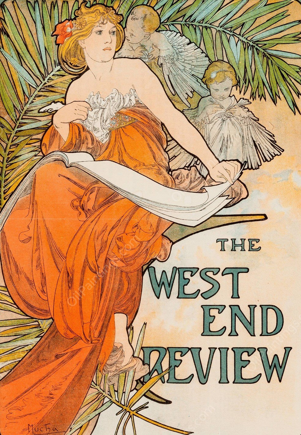 The West End Review  by Alphonse Mucha - Hand-Painted Oil Painting Reproduction