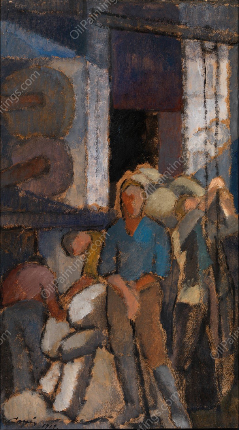 At the Factory  by Alvar Cawen - Hand-Painted Oil Painting Reproduction