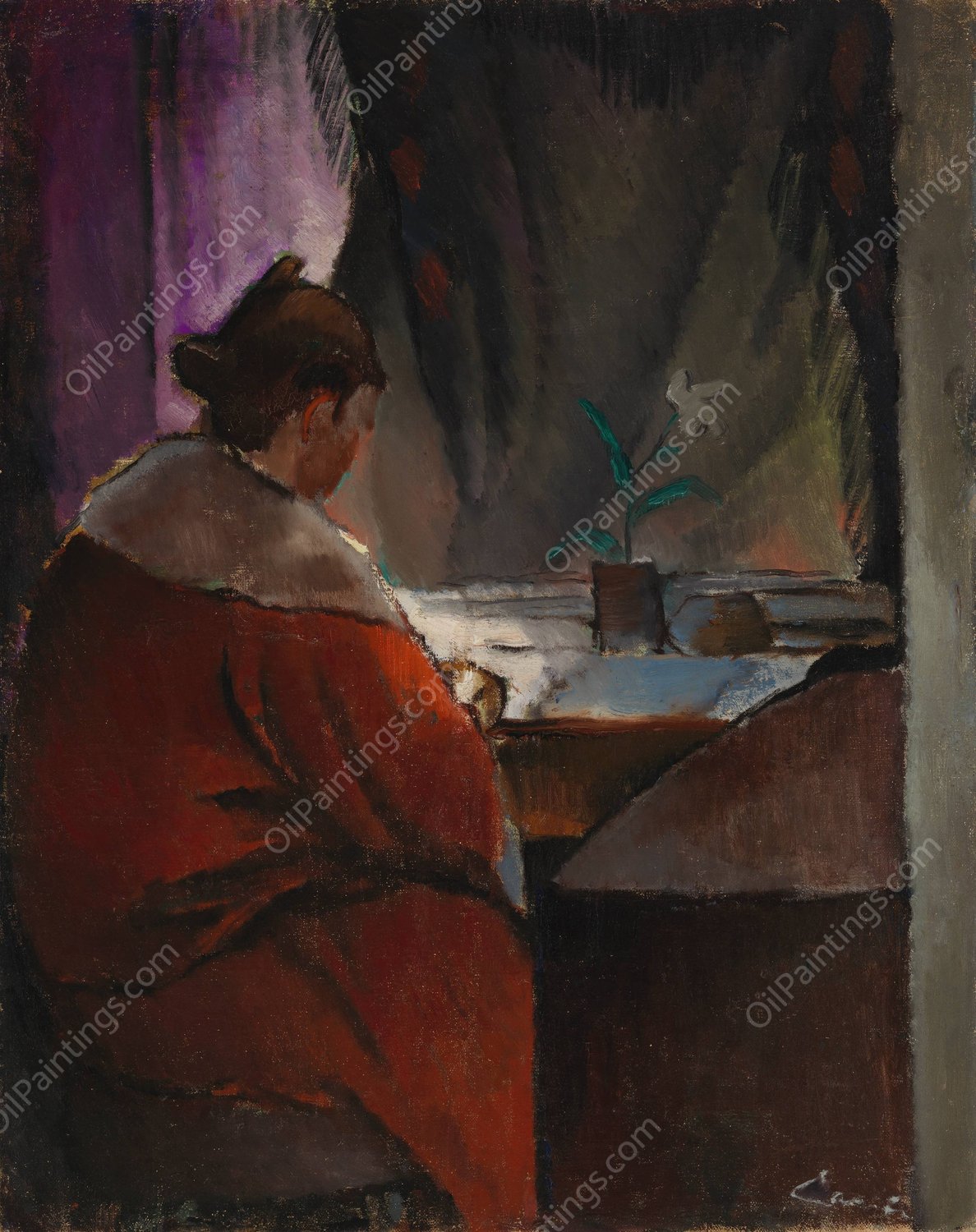 At the window by Alvar Cawen - Hand-Painted Oil Painting Reproduction