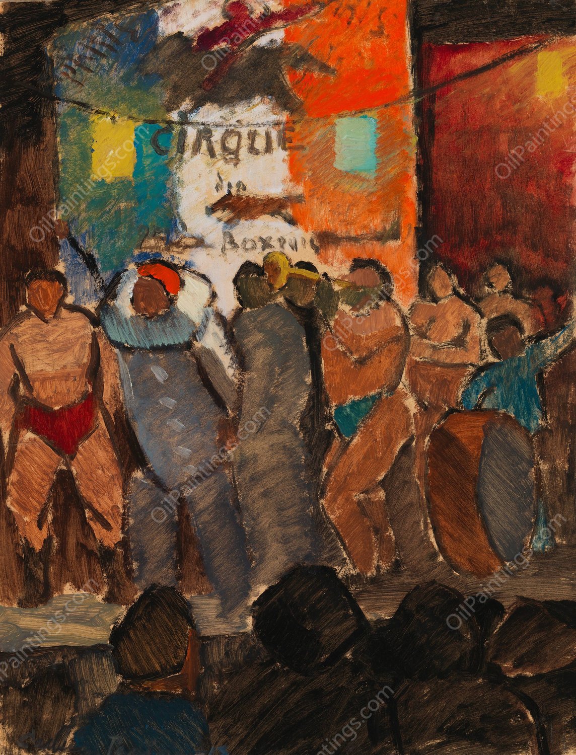 Circus in Paris  by Alvar Cawen - Hand-Painted Oil Painting Reproduction