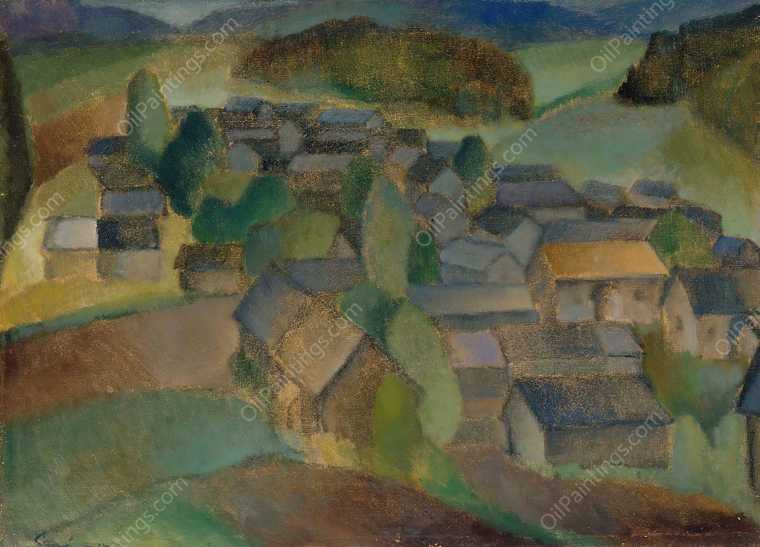 Landscape from France  by Alvar Cawen - Hand-Painted Oil Painting Reproduction