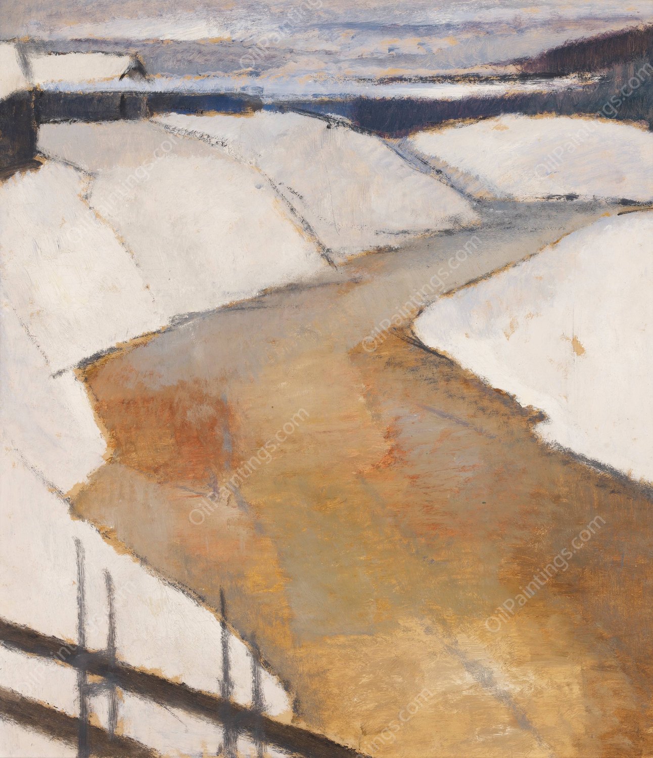 Yellow River  by Alvar Cawen - Hand-Painted Oil Painting Reproduction