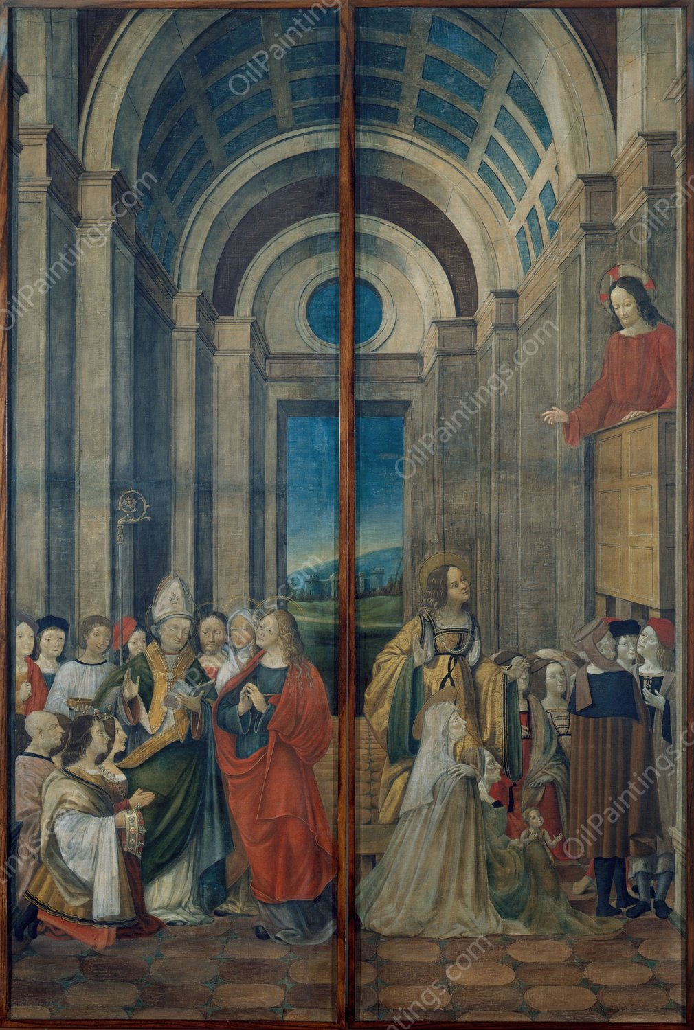 Mary Magdalene, Martha, Lazarus and Maximinus Worshipped by the Prince and Princess of Provence and Mary Magdalene Listening to Christ's Sermon  by Alvise Donati - Hand-Painted Oil Painting Reproduction