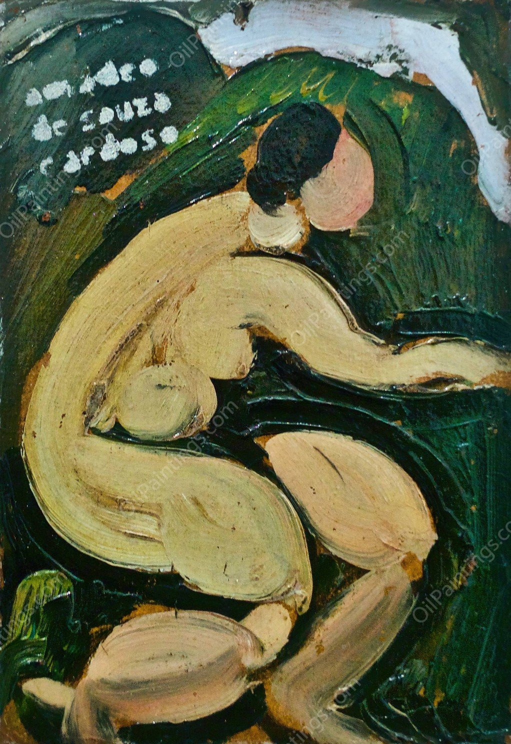 At Fresh Air Nude  by Amadeo De Souza-Cardoso - Hand-Painted Oil Painting Reproduction