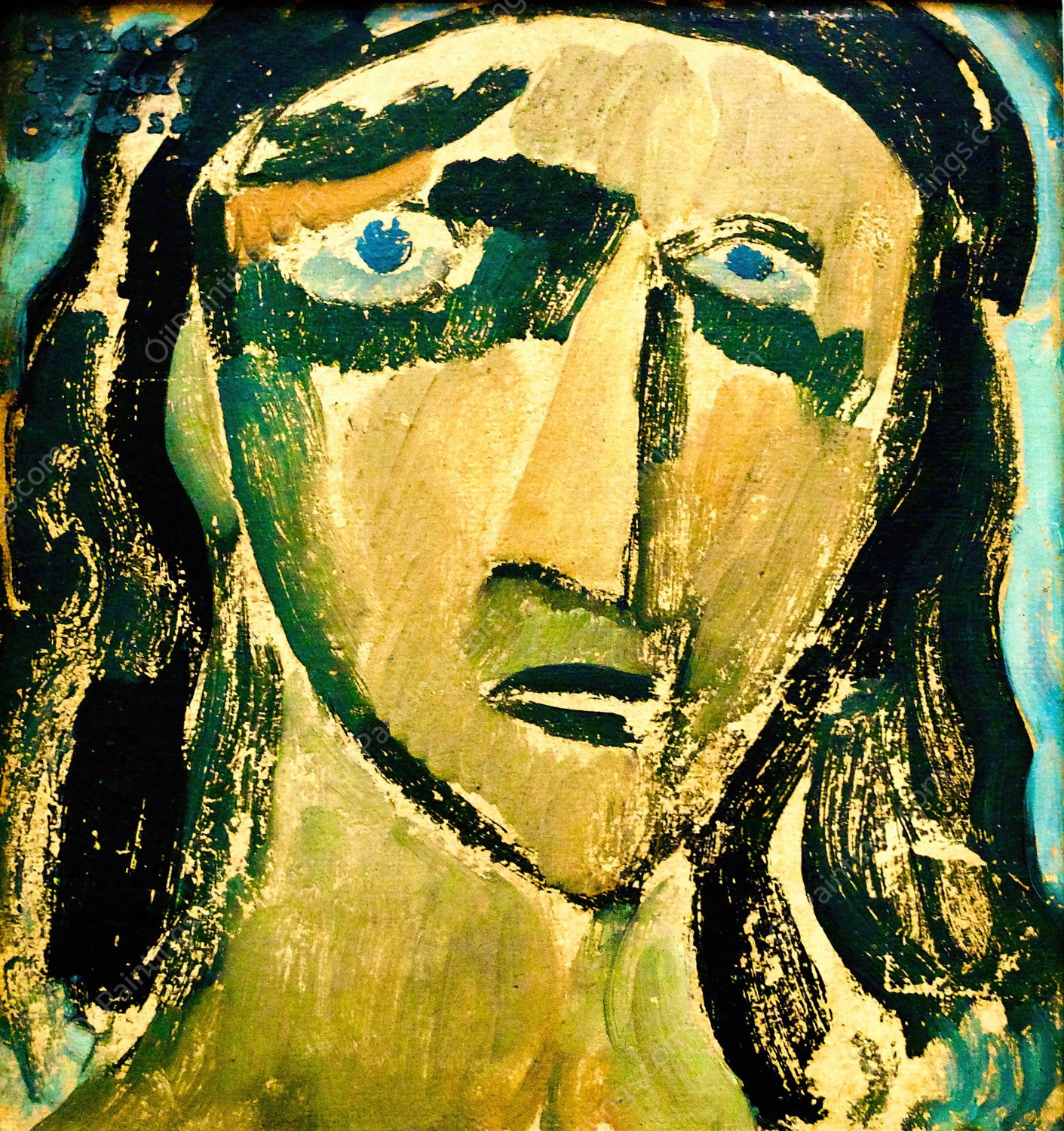 Madwoman Witch -Head  by Amadeo De Souza-Cardoso - Hand-Painted Oil Painting Reproduction