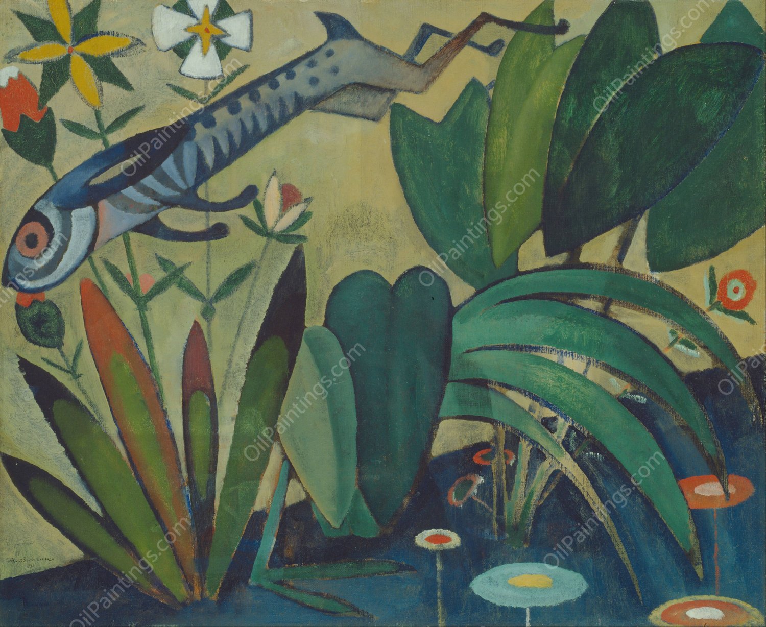 The Leap of the Rabbit  by Amadeo De Souza-Cardoso - Hand-Painted Oil Painting Reproduction