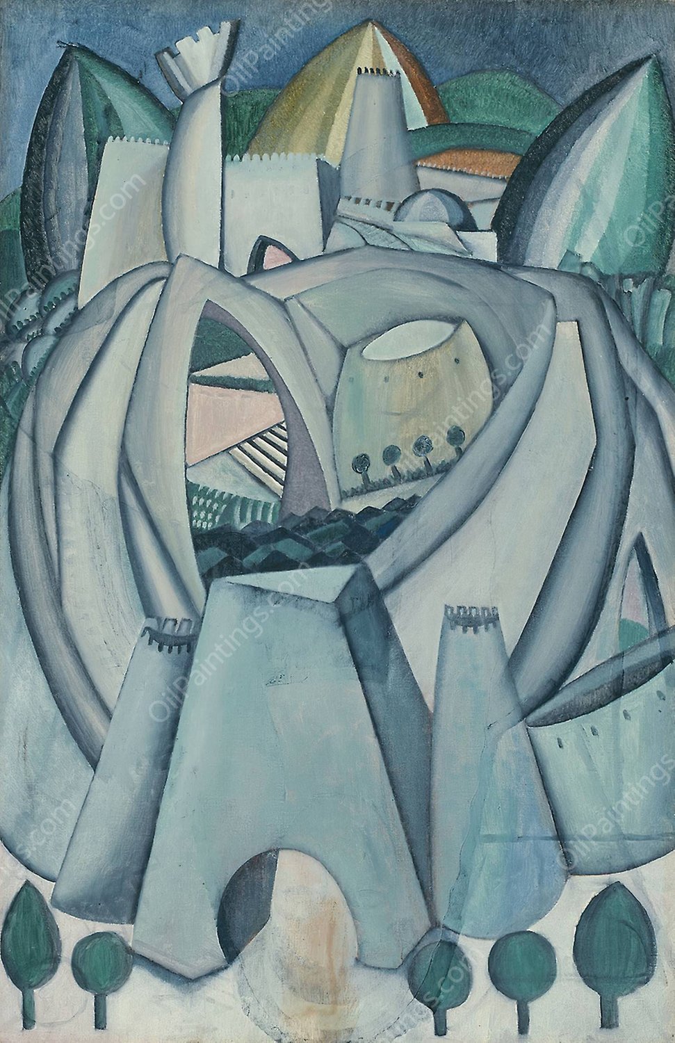 The Stronghold  by Amadeo De Souza-Cardoso - Hand-Painted Oil Painting Reproduction