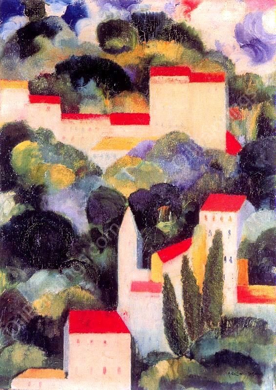 Landscape by Amadeu De Sousa Cardoso - Hand-Painted Oil Painting Reproduction