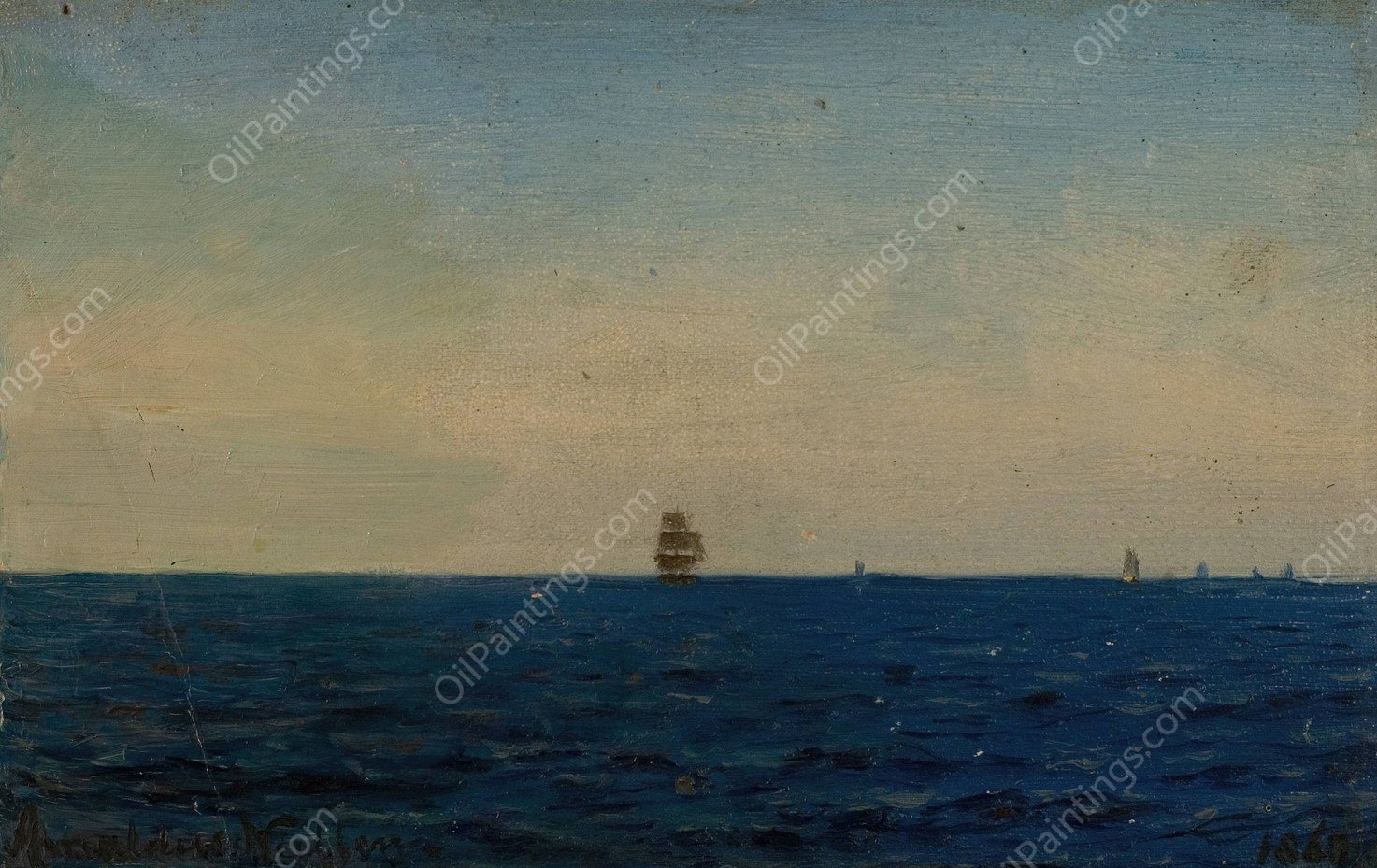Atlanterhavet  by Amaldus Nielsen - Hand-Painted Oil Painting Reproduction