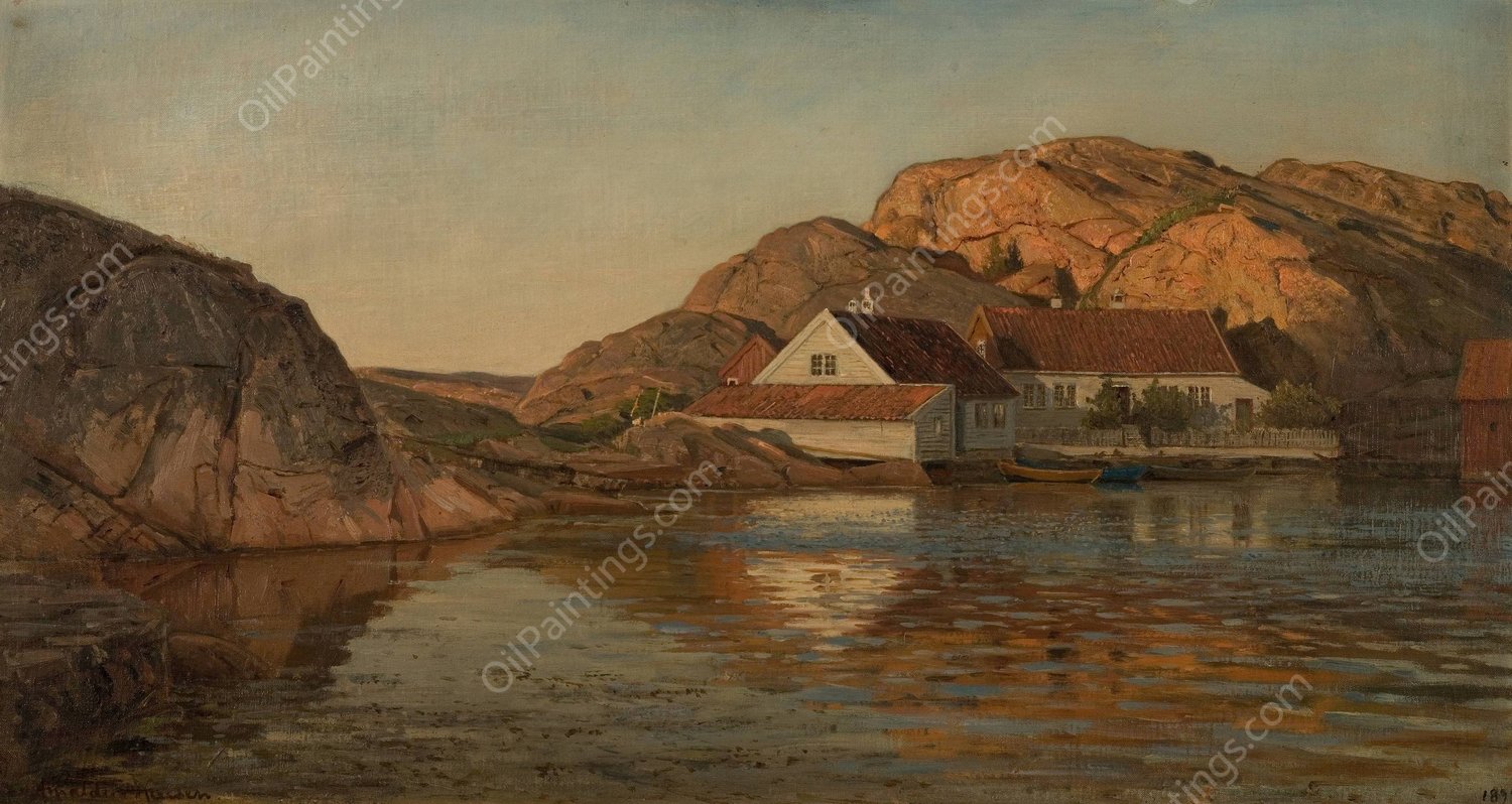 Renneholmen, Ny-Hellesund  by Amaldus Nielsen - Hand-Painted Oil Painting Reproduction